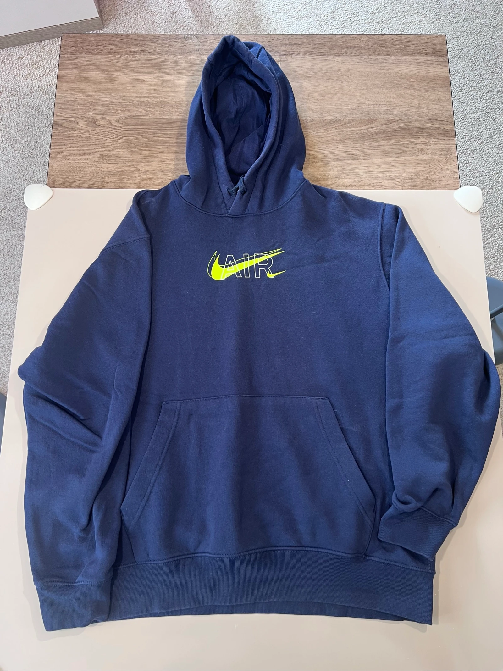 Sweat à capuche Nike Air bleu marine et vert néon - Taille XL